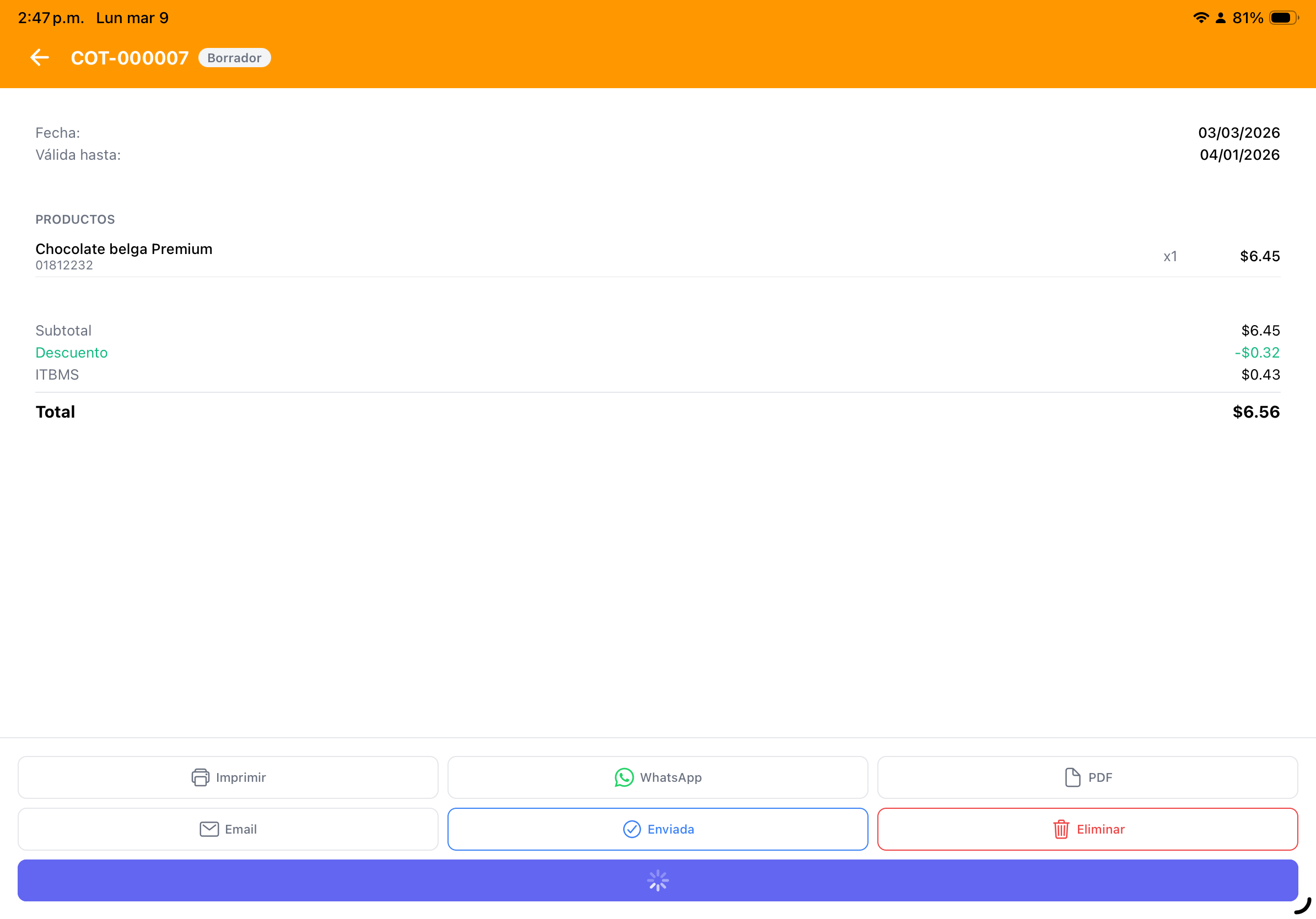 Convertir cotización en pedido