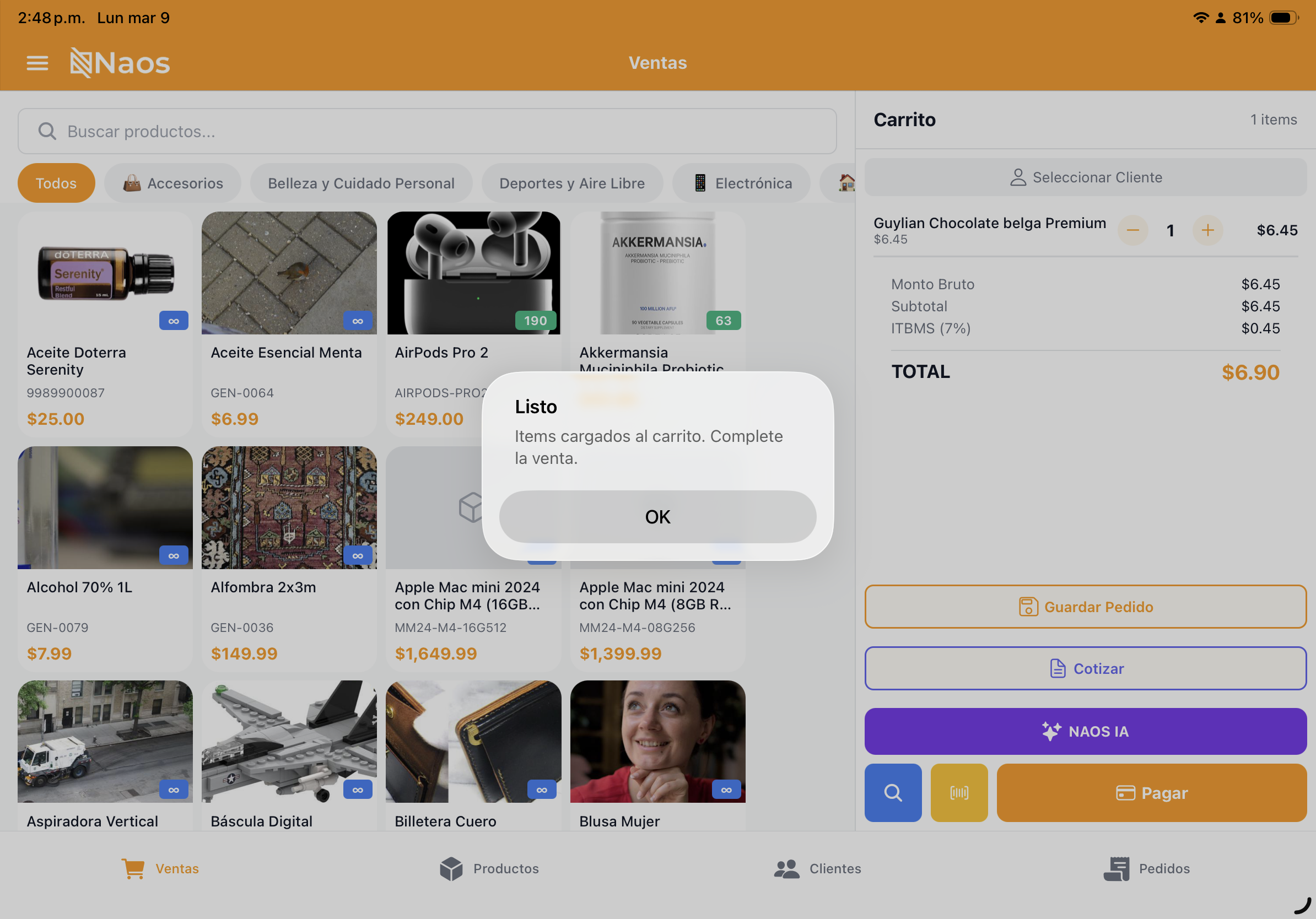 Agregar artículos al carrito de cotización