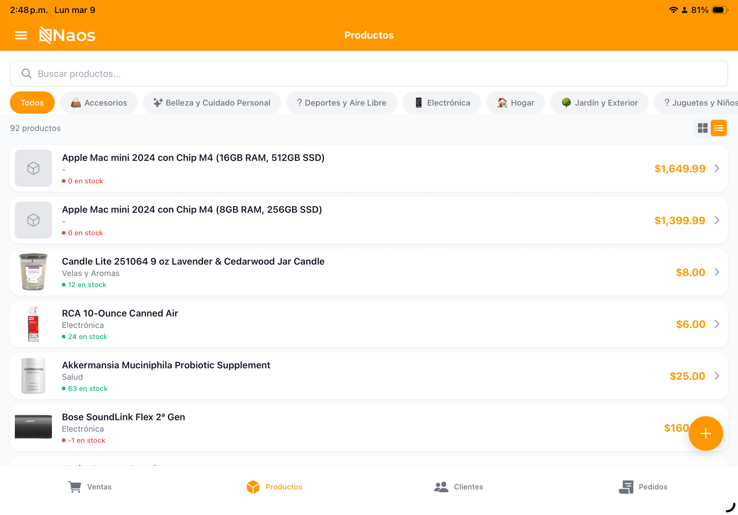 Listado de artículos por categoría