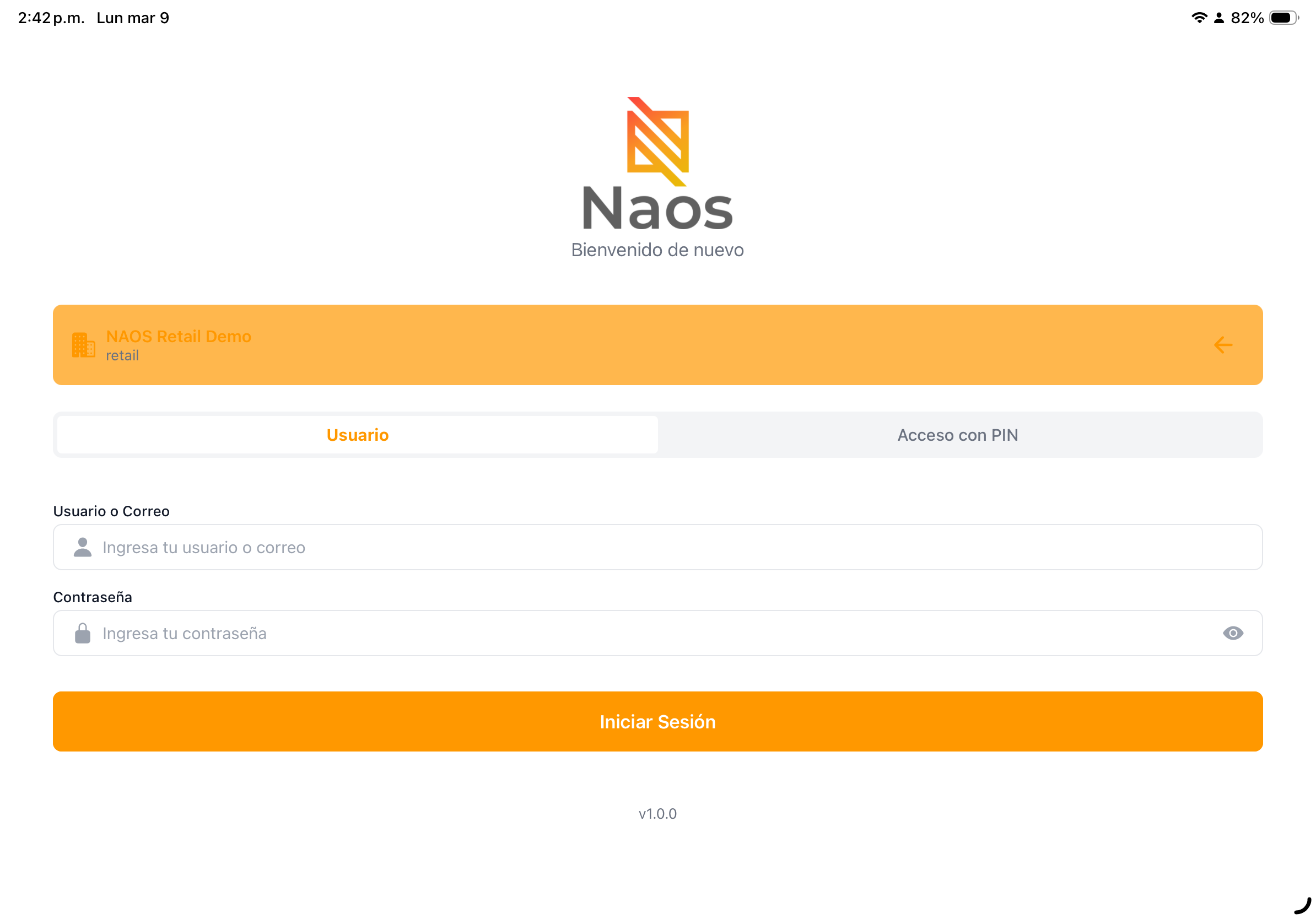 Ingresar usuario y contraseña