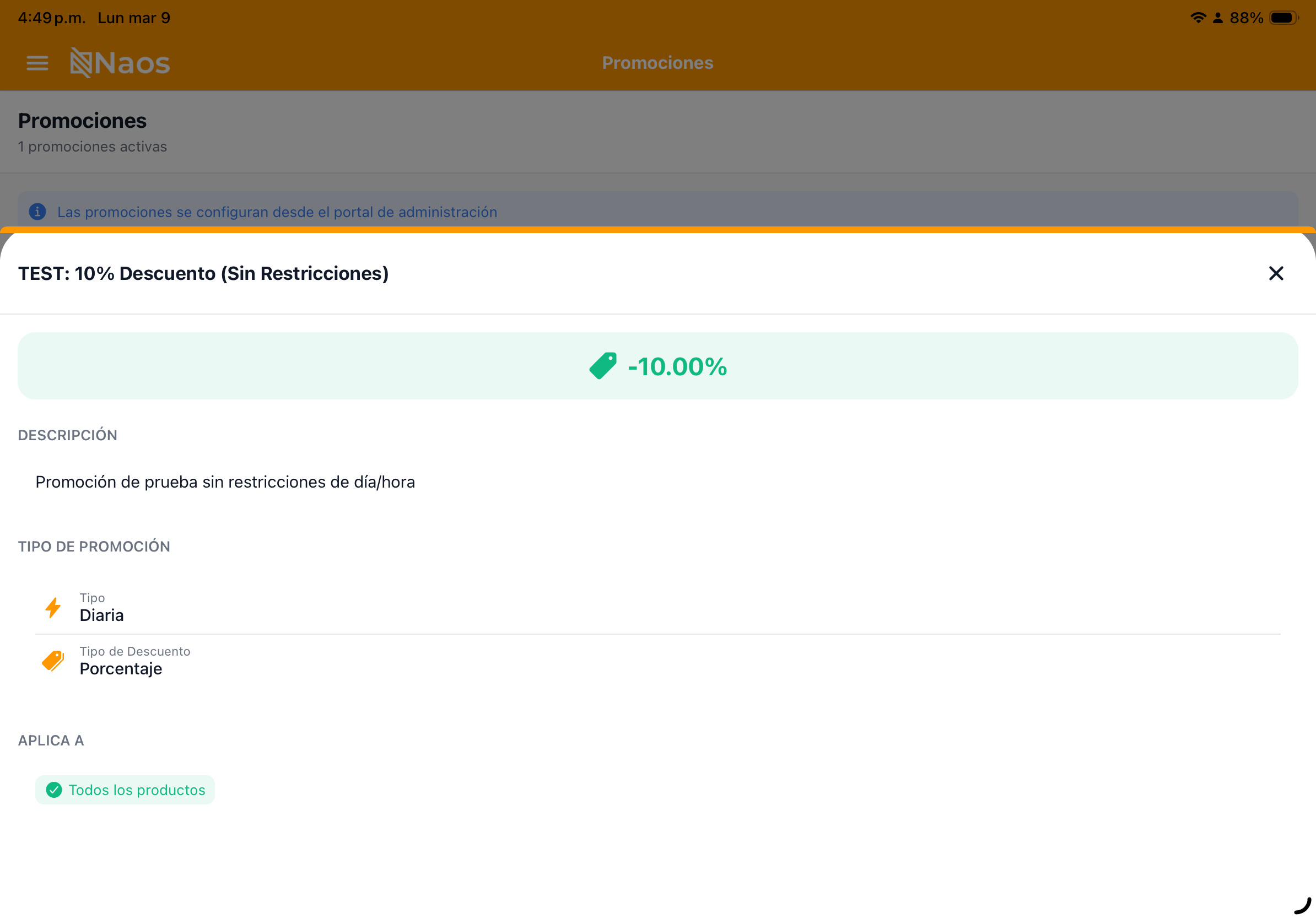 Detalle de promoción