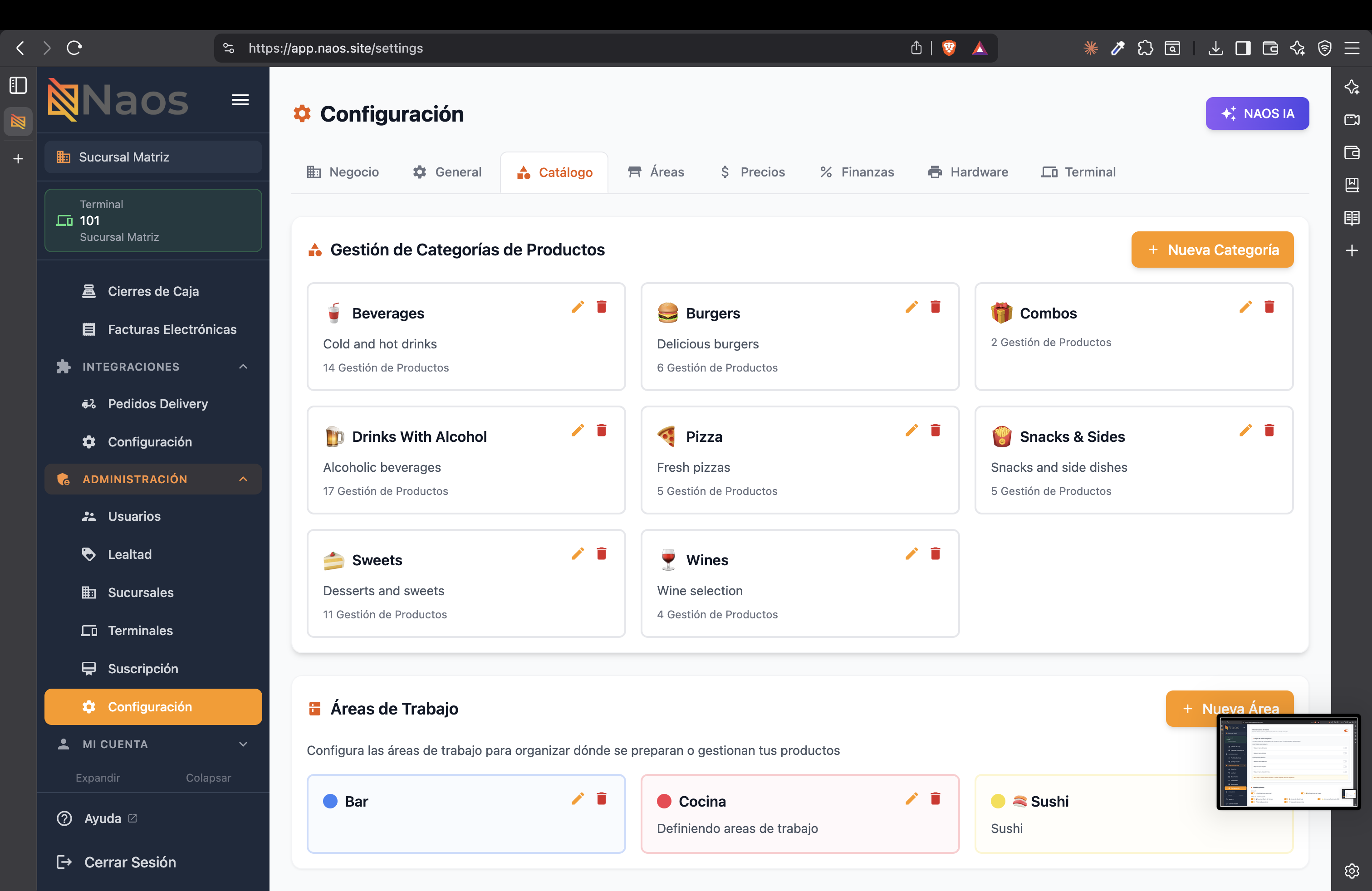 Configuración de catálogo