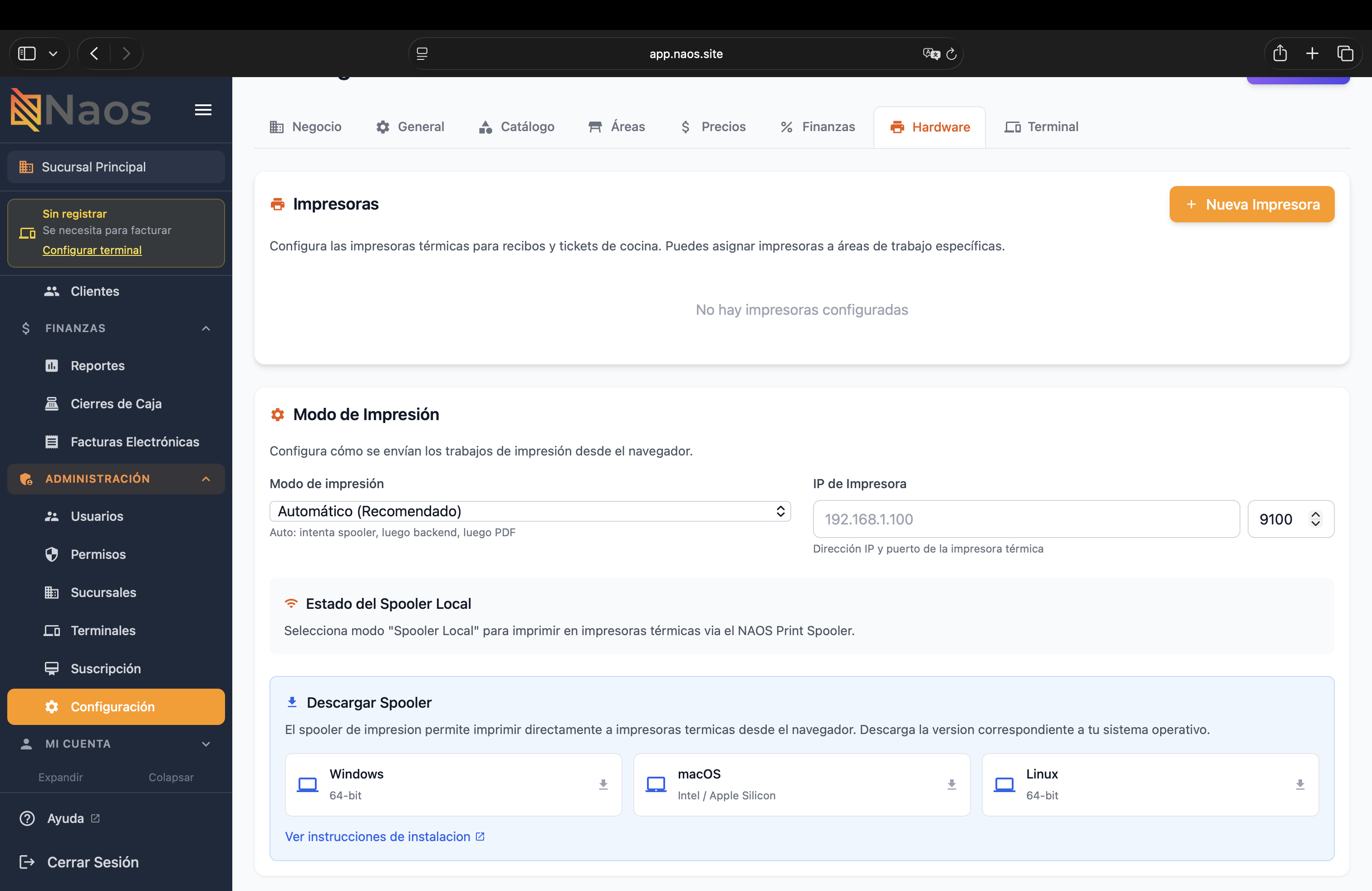 Configuración de hardware