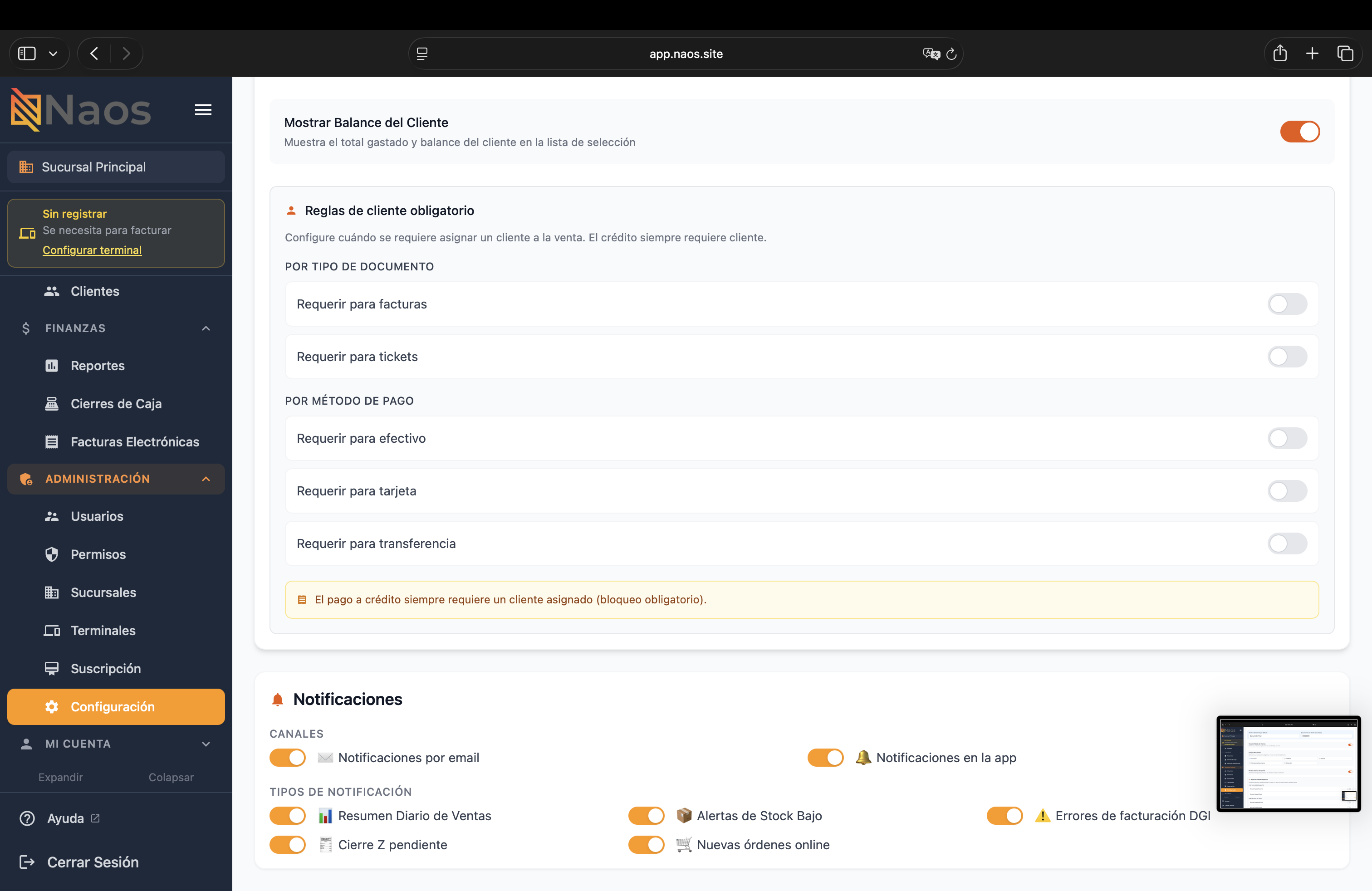Configuración de notificaciones