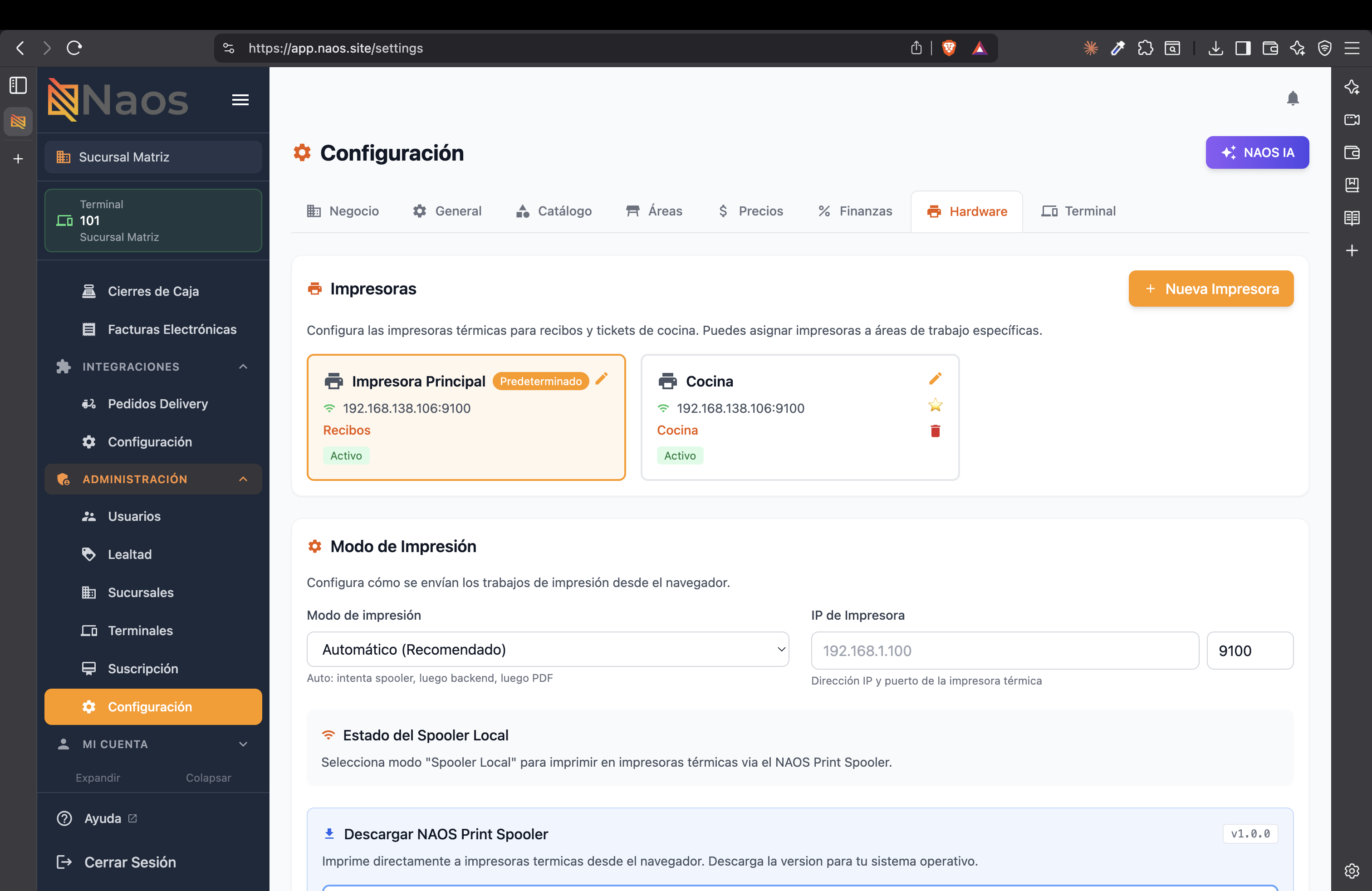 Configuración de impresoras