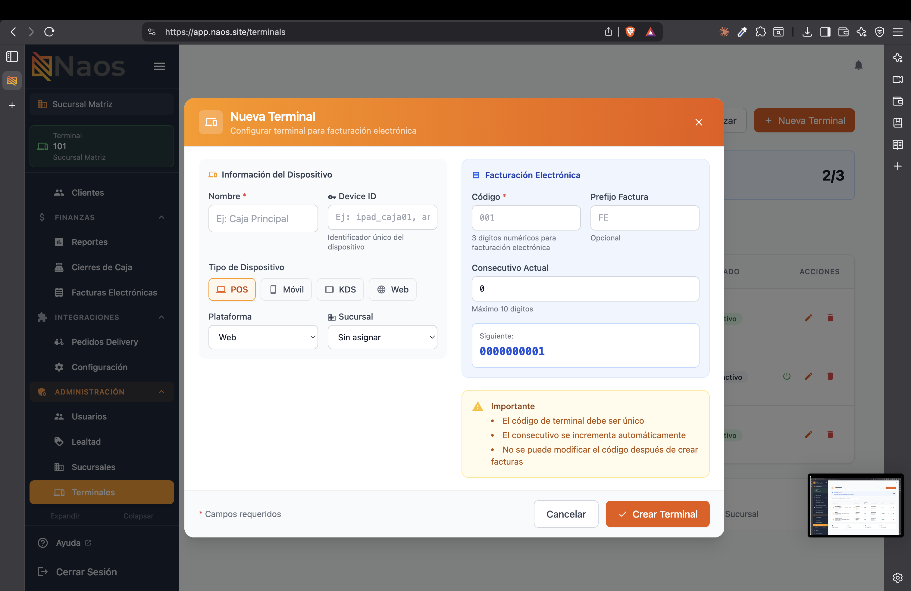 Crear nueva terminal