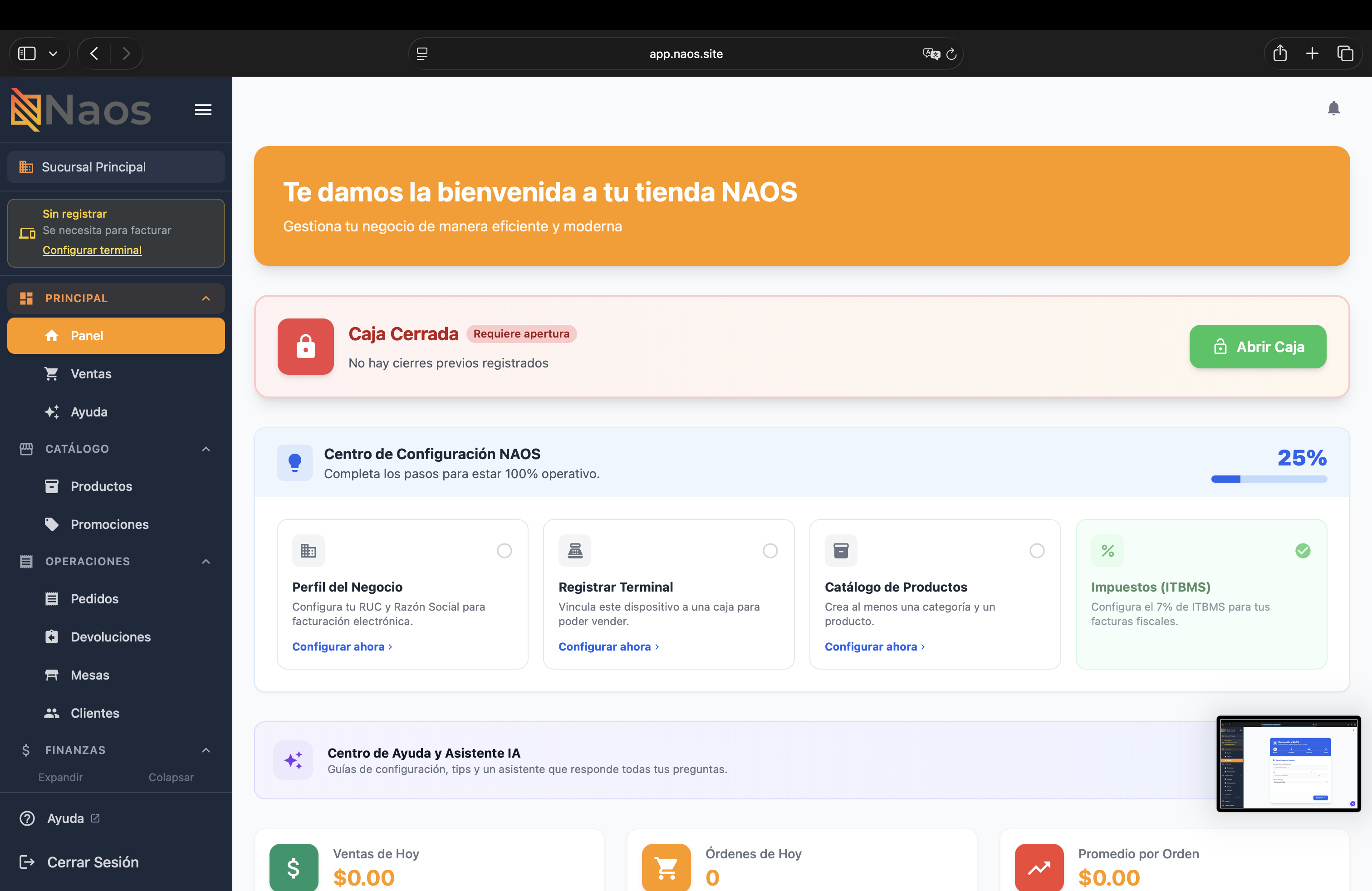 Dashboard con elementos pendientes de sincronización