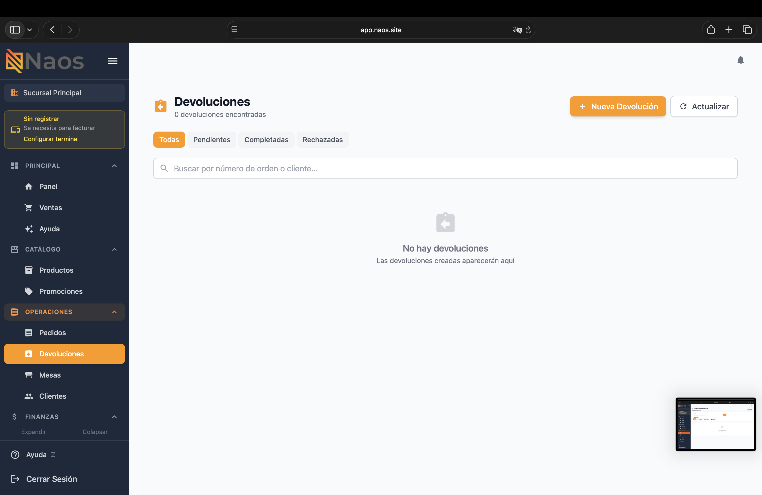 Devoluciones en el Portal Web