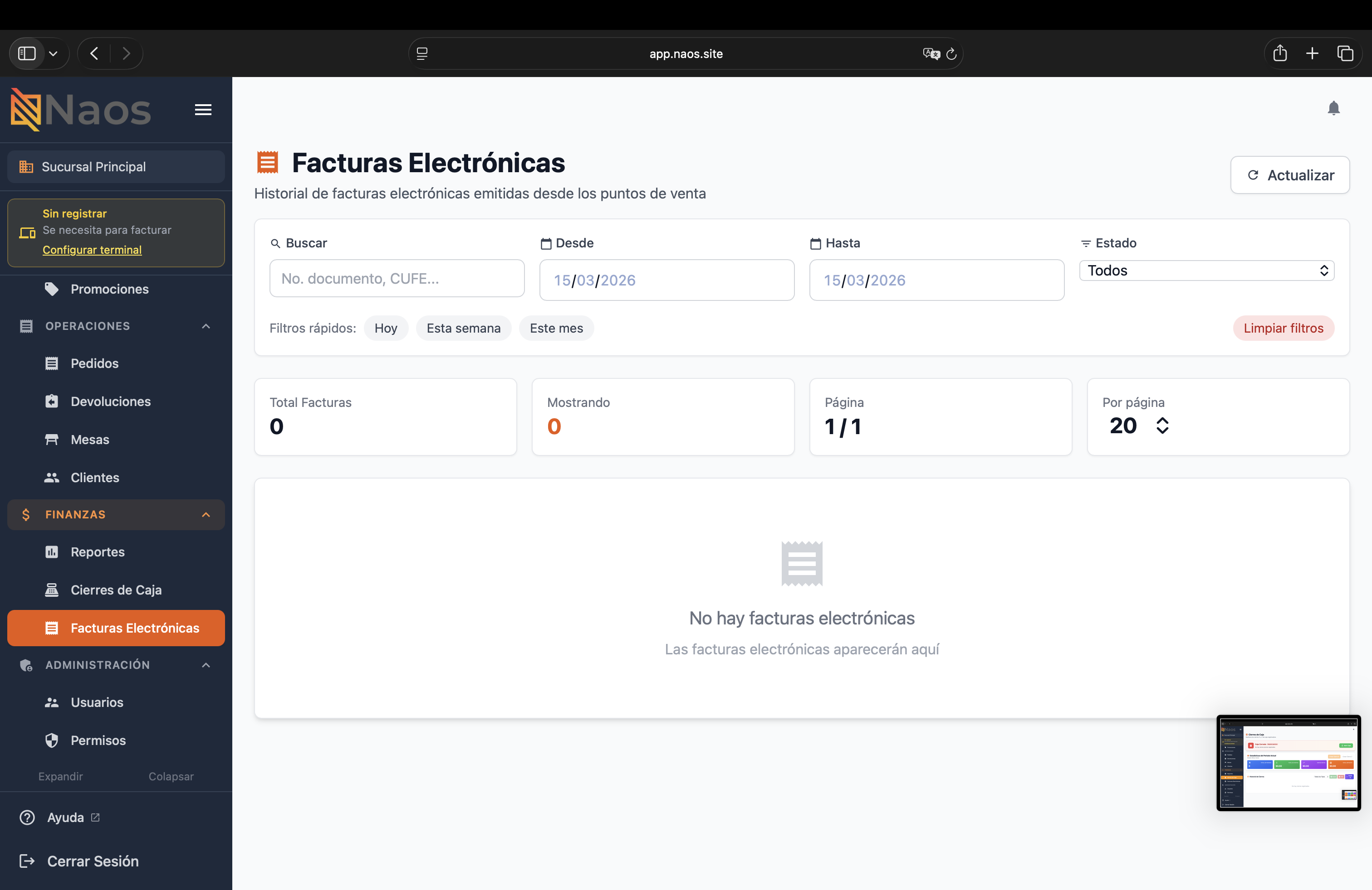 Facturación electrónica en el Portal Web