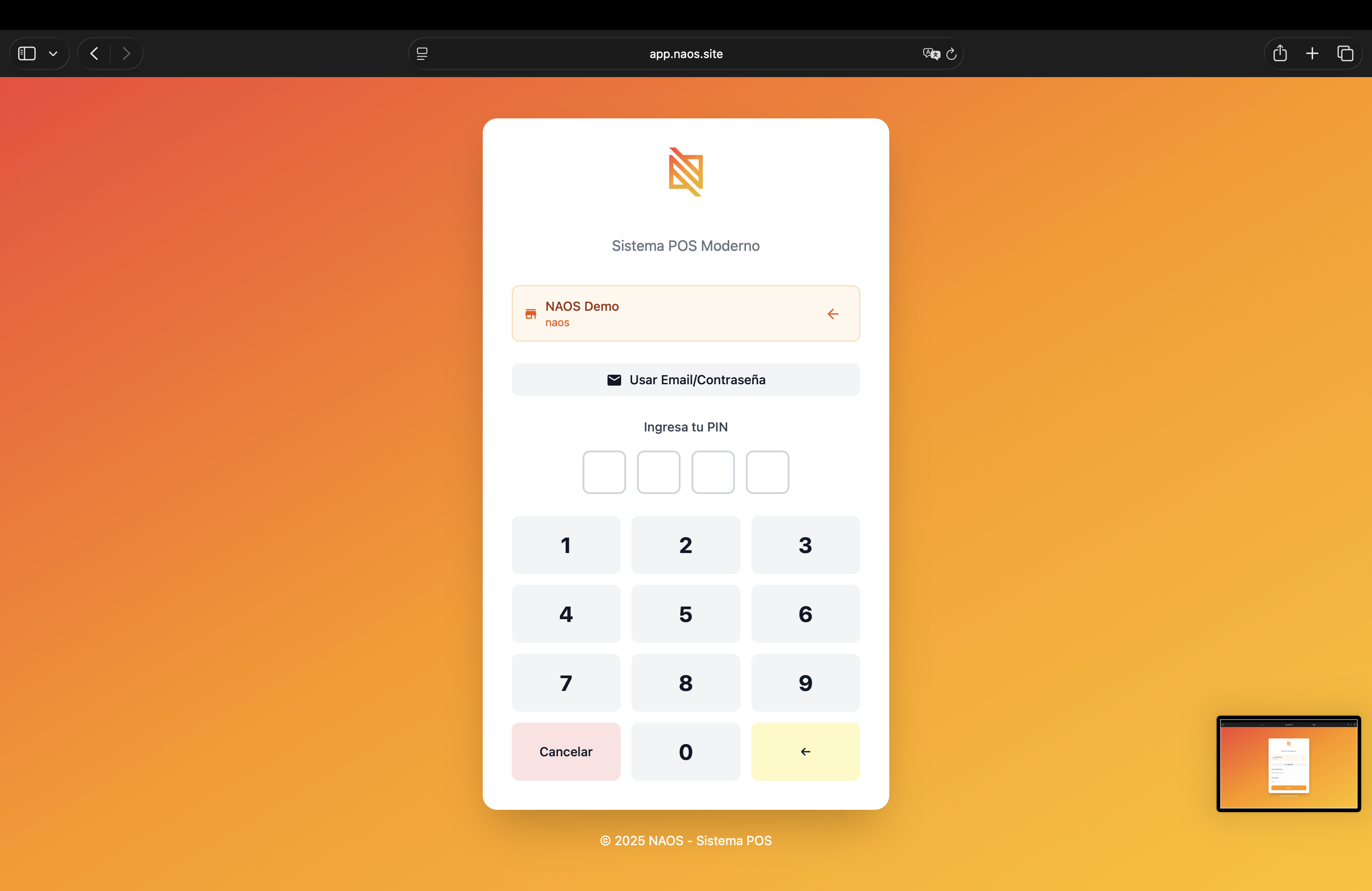 Inicio de sesión con PIN