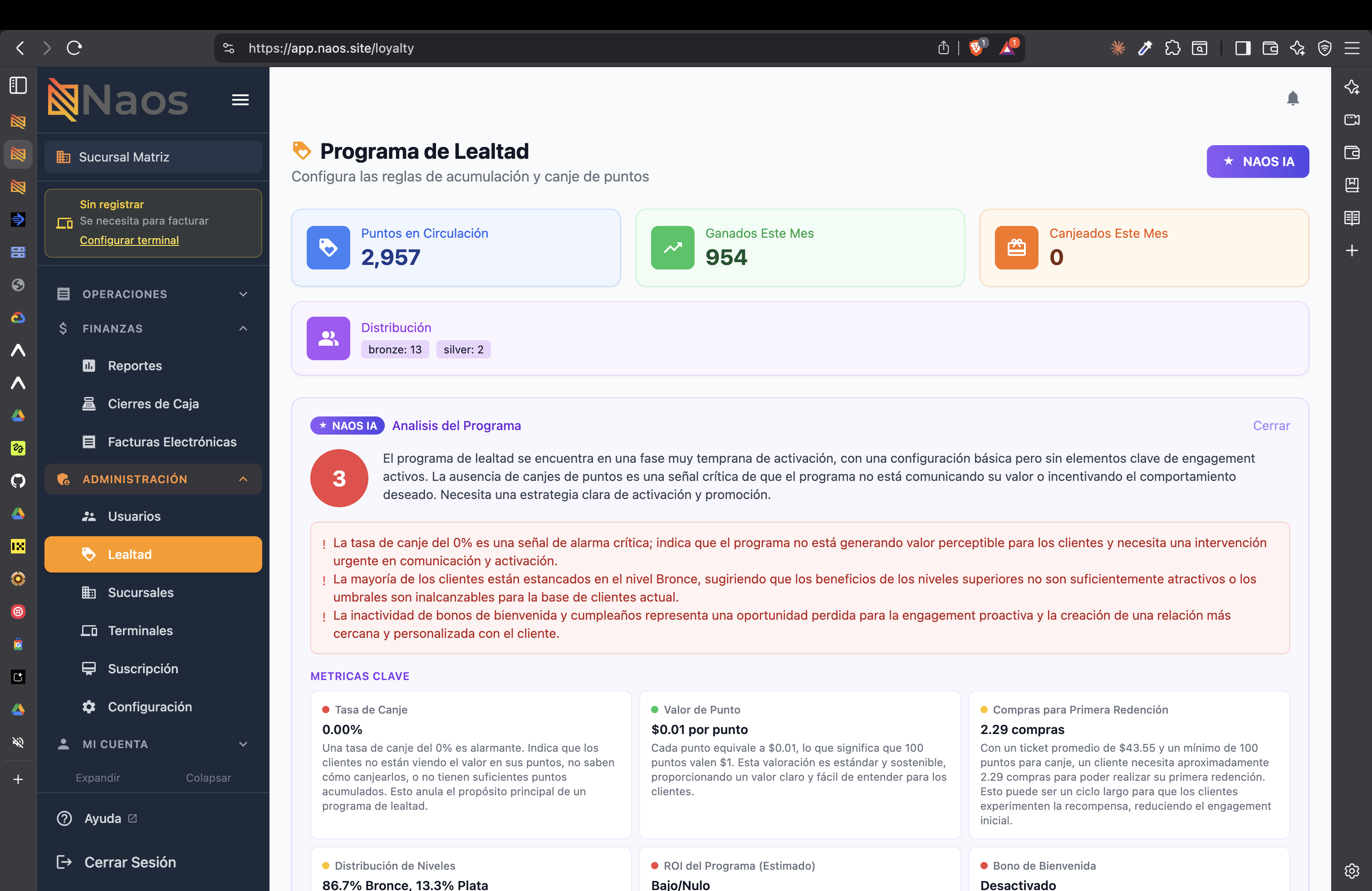 Análisis del programa de lealtad con NAOS AI