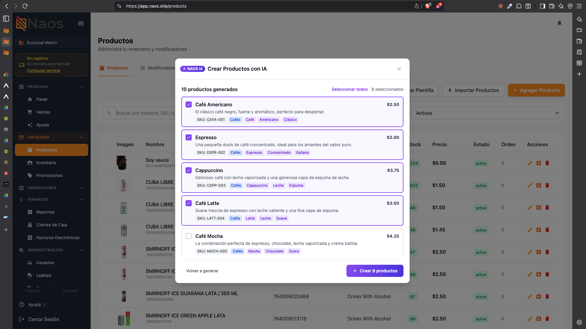 Productos generados por IA listos para crear