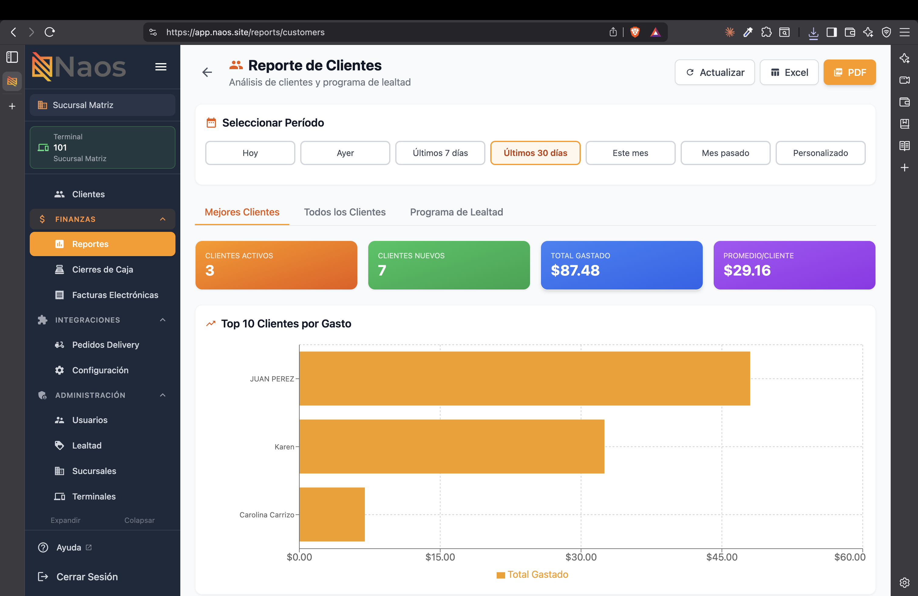 Reporte de clientes