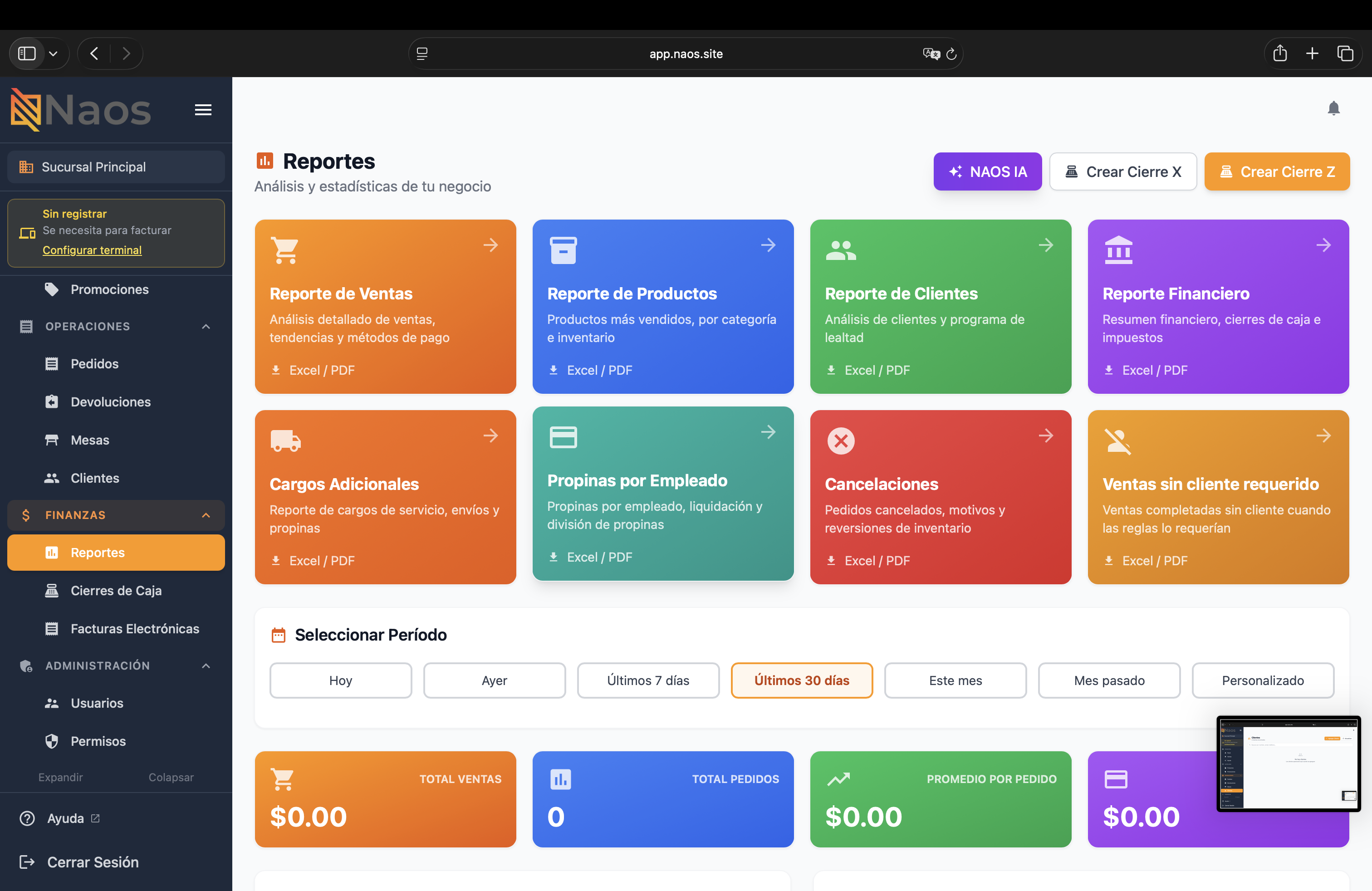 Reportes en el Portal Web