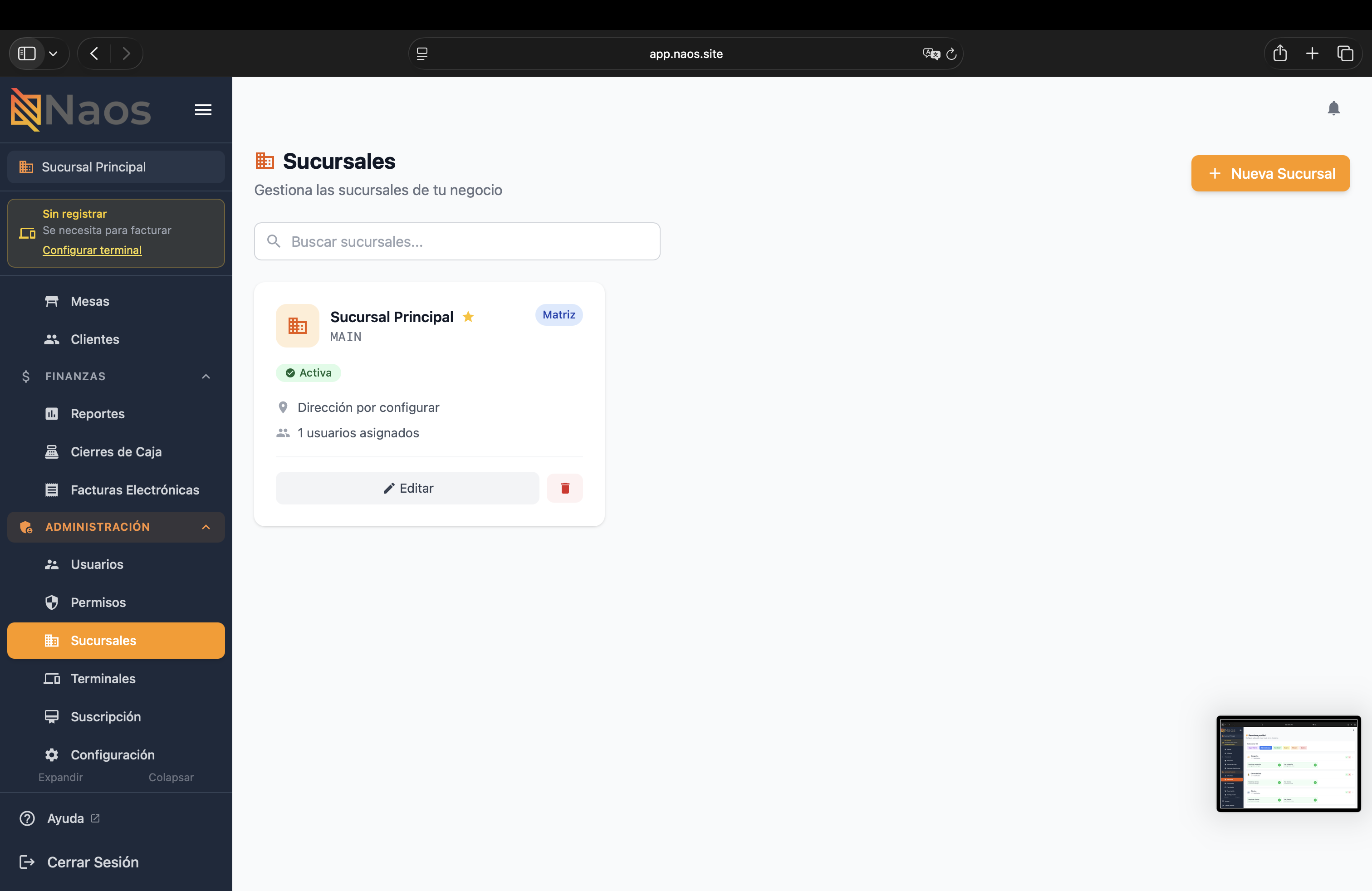 Sucursales en el Portal Web