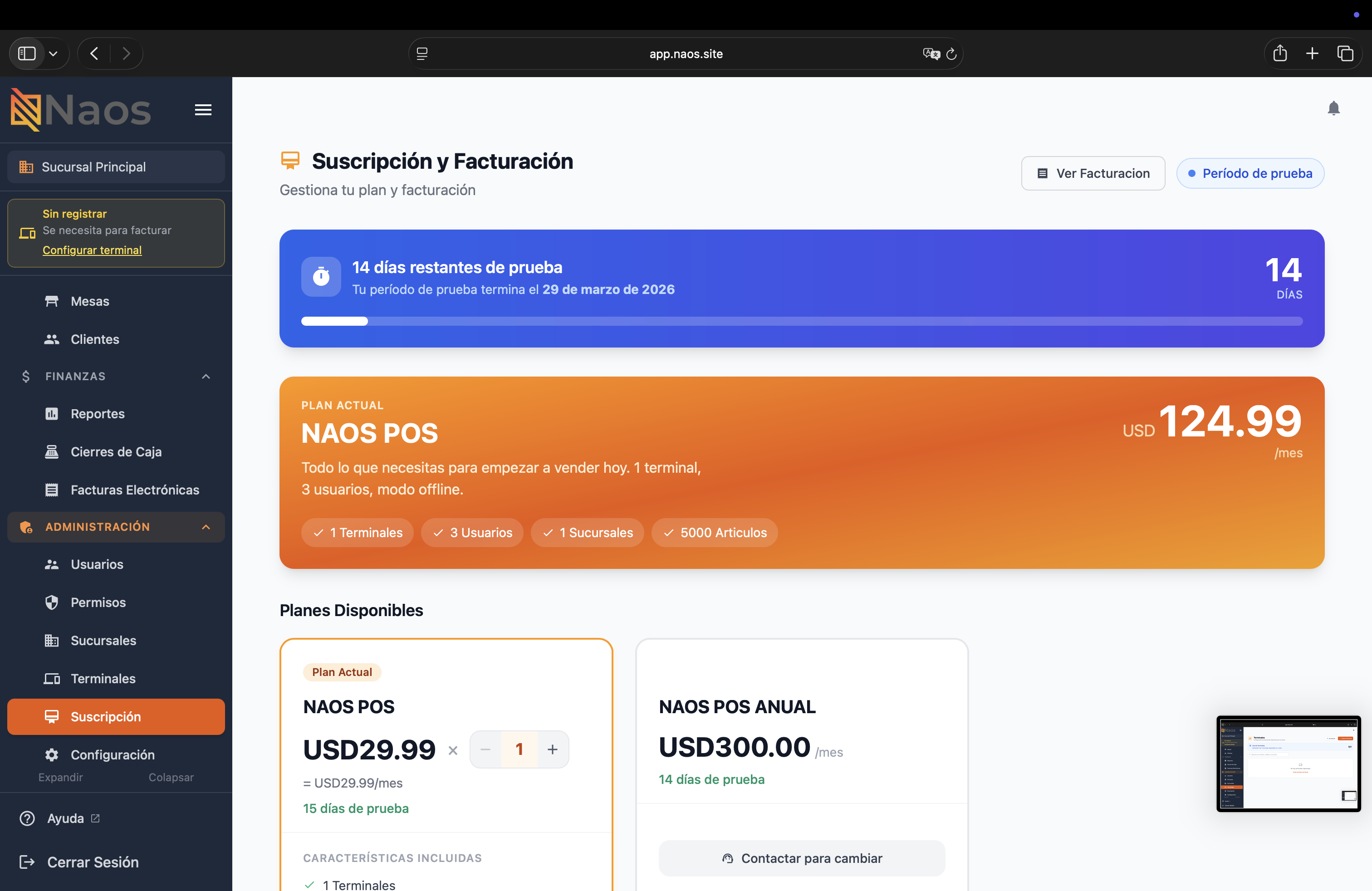 Suscripciones en el Portal Web